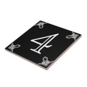 House Number - Spaans wit op zwarte tegel Tegeltje (Zijkant)