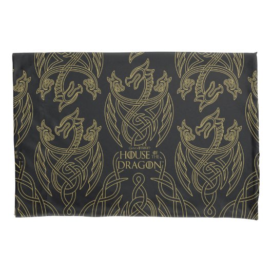 HOUSE OF THE DRAGON | Gold Filigree Dragon Pattern Kussensloop (Voorkant)