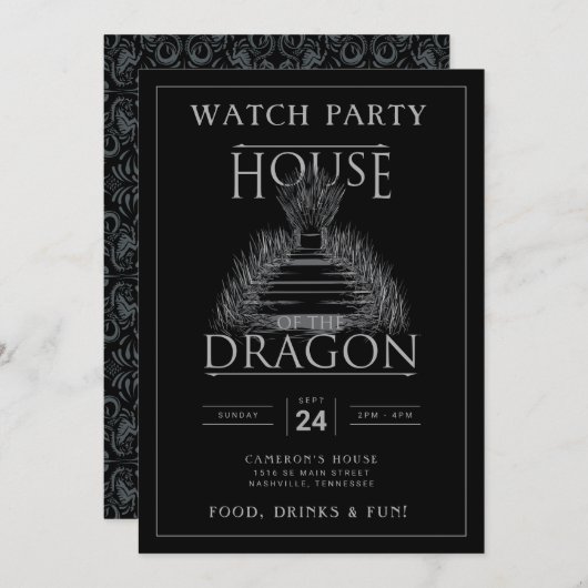 HOUSE OF THE DRAGON Watch Party Invitation (Devant / Derrière)