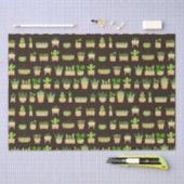 House Planten Cactus on Dark Brown Tissue Paper Tissuepapier (Craft)