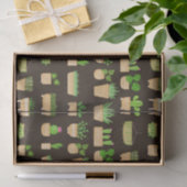 House Planten Cactus on Dark Brown Tissue Paper Tissuepapier (Geschenk)