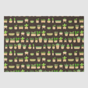 House Planten Cactus on Dark Brown Tissue Paper Tissuepapier