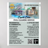 House Pool Sketch, Swimming Pool Cleaning Poster (Voorkant)