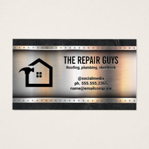 House Repair Logo Metalen rivetten Marmer Visitekaartje