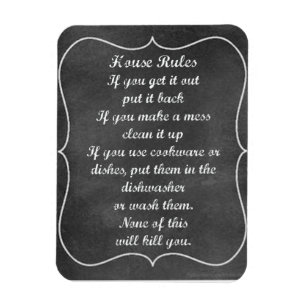 House Rules  Chalkboard Style Magneet