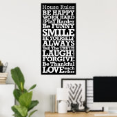 House Rules Sign Motivatie Poster (Thuiskantoor)