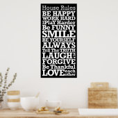 House Rules Sign Motivatie Poster (Keuken)