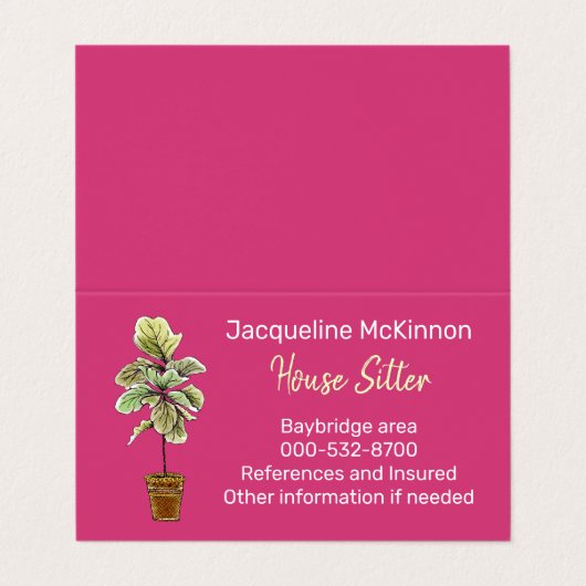 House Sitter Potted Fiddleleaf Fig Permanent Visitekaartjes (Buitenkant ongevouwen)