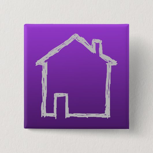 House Sketch. Grijs en Paars. Vierkante Button 5,1 Cm (Voorkant)