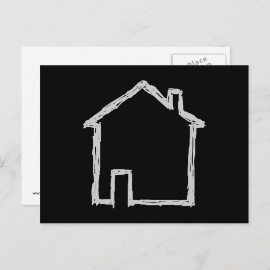 House Sketch. Grijs en zwart. Briefkaart (Voorkant / Achterkant)