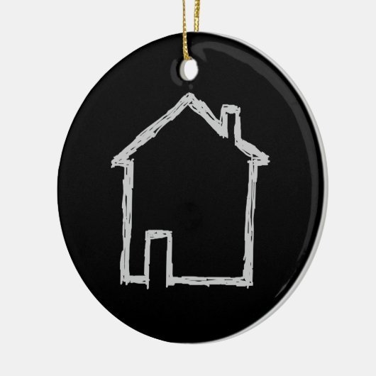 House Sketch. Grijs en zwart. Keramisch Ornament (Links)