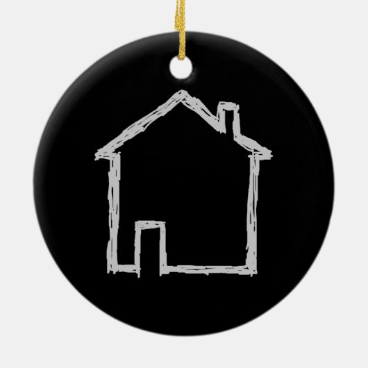 House Sketch. Grijs en zwart. Keramisch Ornament (Achterkant)