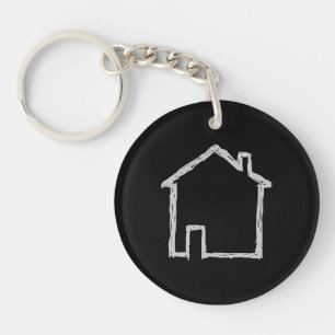 House Sketch. Grijs en zwart. Sleutelhanger