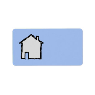 House Sketch. Zwart en blauw. Etiket