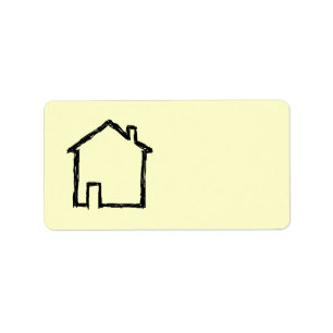 House Sketch. Zwart en crème. Etiket