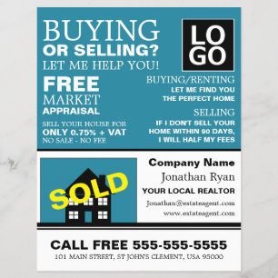 House Sold, Realtor, Estate Agent Adverteren Flyer