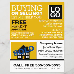 House Sold, Realtor, Estate Agent Adverteren Flyer