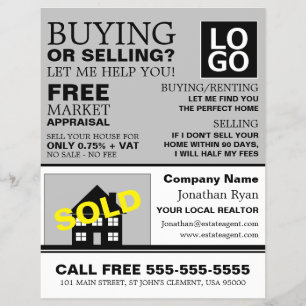 House Sold, Realtor, Estate Agent Adverteren Flyer