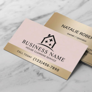 House Sparkles Logo Blush Roze Schoonmaakdienst Visitekaartje