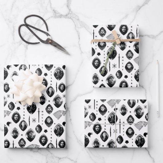 House Stark Icons & Portraits Pattern Inpakpapier Vel (Voorkant)