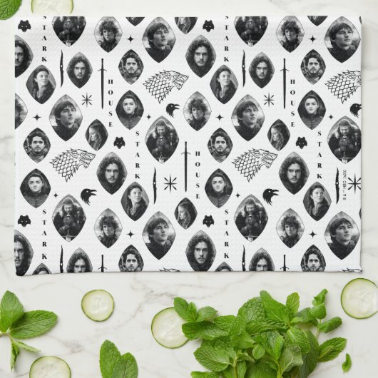 House Stark Icons & Portraits Pattern Theedoek (Gevouwen)