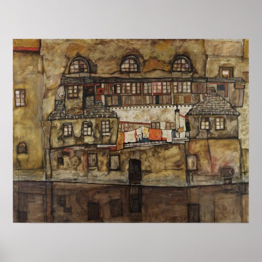 House Wall op de rivier de Egon Schiele Poster (Voorkant)