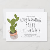House Warming Party Cactus Plant Pot Hand getekend Kaart (Voorkant)
