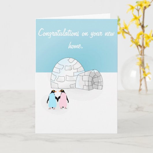 House warming Penguin kaart (Gele Bloem)