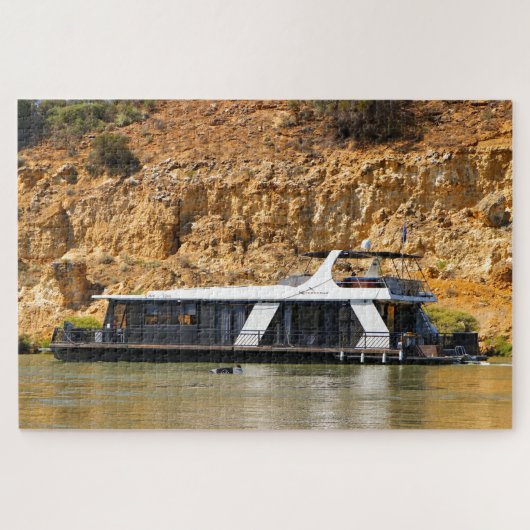 Houseboot and water skier, Murray River, Australië Legpuzzel (Horizontaal)