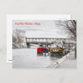 Houseboten nabij Pont Bir-Hakeim - Parijs Briefkaart (Voorkant / Achterkant)