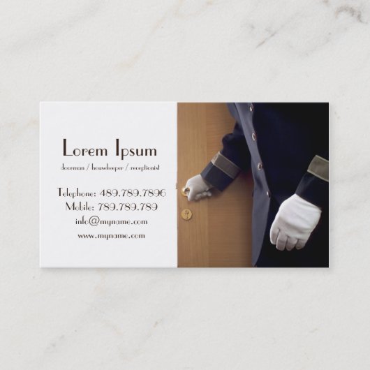 Housekeeper Doorman Hotel Business Card Template Visitekaartje (Voorkant)