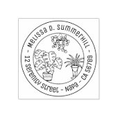 Houseplants Hobby Round Address Rubberstempel (Afrduk)