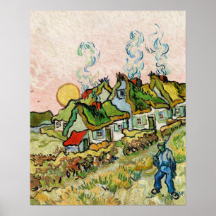 Houses and Figuur (1890) van Vincent Van Gogh Poster
