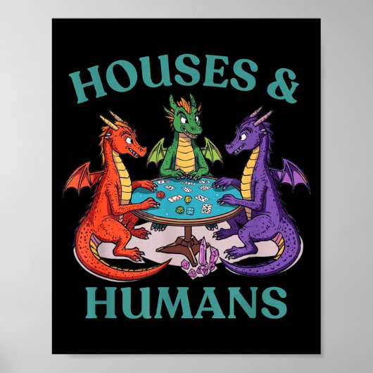 Houses And Humans Dragon Tabletop Rpg Fantasy Paro Poster (Voorkant)