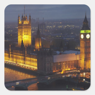 Houses of Parliament, Big Ben, Westminster Vierkante Sticker