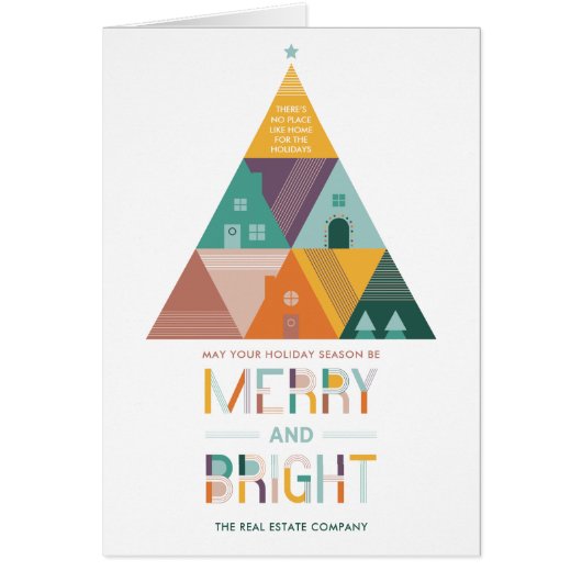 Houses & Tree Real Estate Folded Holiday Card (Devant)
