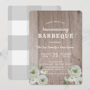 Housewarming Barbeque BBQ Party Hout Uitnodiging