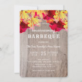 Housewarming BBQ Party Fall verlaat houten uitnodi Kaart (Voorkant)