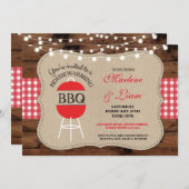 Housewarming BBQ Red Rustic New Home Uitnodiging (Voorkant / Achterkant)