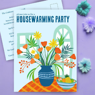 HOUSEWARMING Bloemenboeket Nieuw Home Adres Schatt Briefkaart