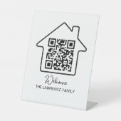 Housewarming Gift | Persoonlijke WiFi QR-code Reclamebord Met Voetstuk (Voorkant)