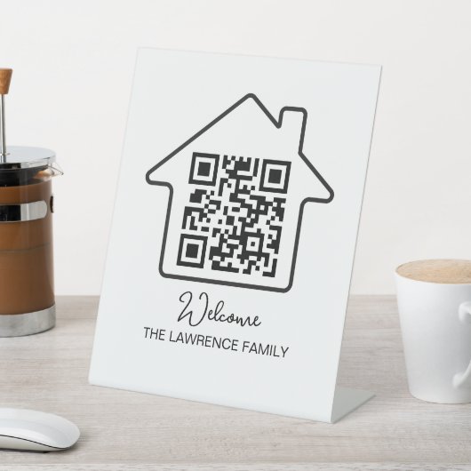 Housewarming Gift | Persoonlijke WiFi QR-code Reclamebord Met Voetstuk (Insitu)
