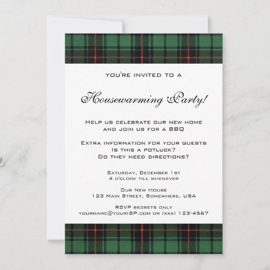  housewarming, het patroon van Tartan Davidson Kaart (Voorkant)