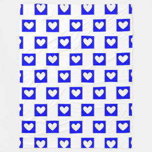 Housewarming Nieuw Huis Blauw Hartjes Patroon Fleece Deken