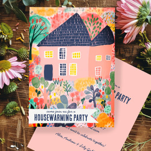 Housewarming Nieuw Huis Tuin Waterverf Schattige F Kaart