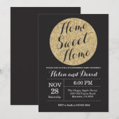 Housewarming Party Black Gold Glitter Uitnodiging (Voorkant / Achterkant)
