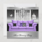 HouseWarming Party Chandelier Paars Silver White Kaart (Voorkant)