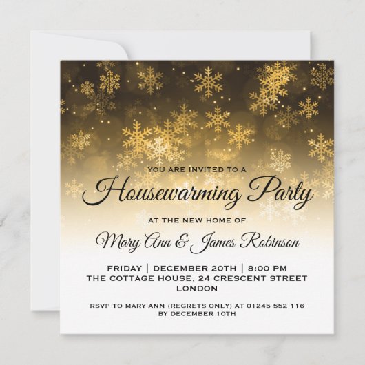 Housewarming Party Gold Holiday Sparkle Kaart (Voorkant)