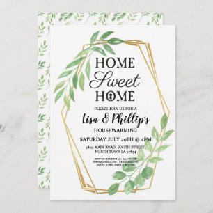 Housewarming Party Gold Lijst Summer Leaves Invite Kaart