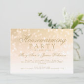 Housewarming Party Gold Sparkle Lights Kaart (Staand voorkant)